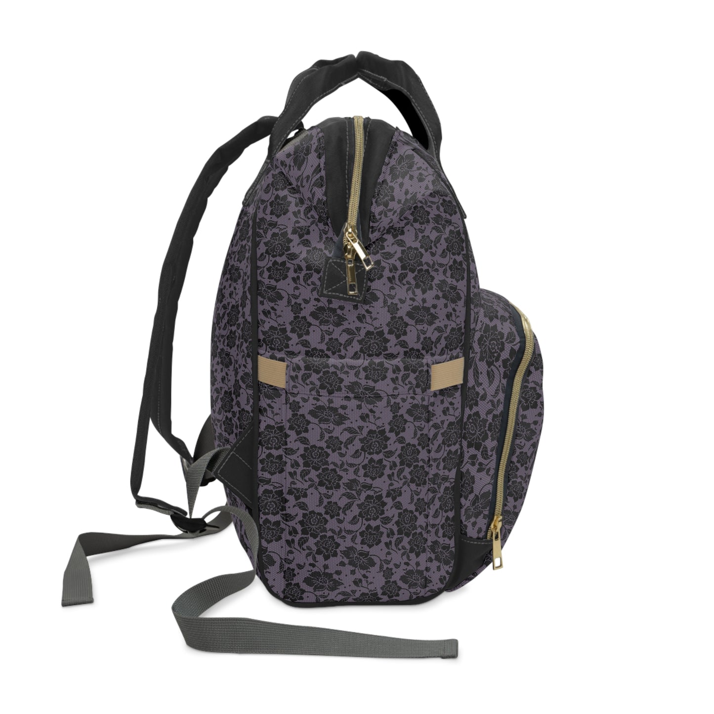 Black and Purple Floral Teal Multifunctional Diaper Backpack