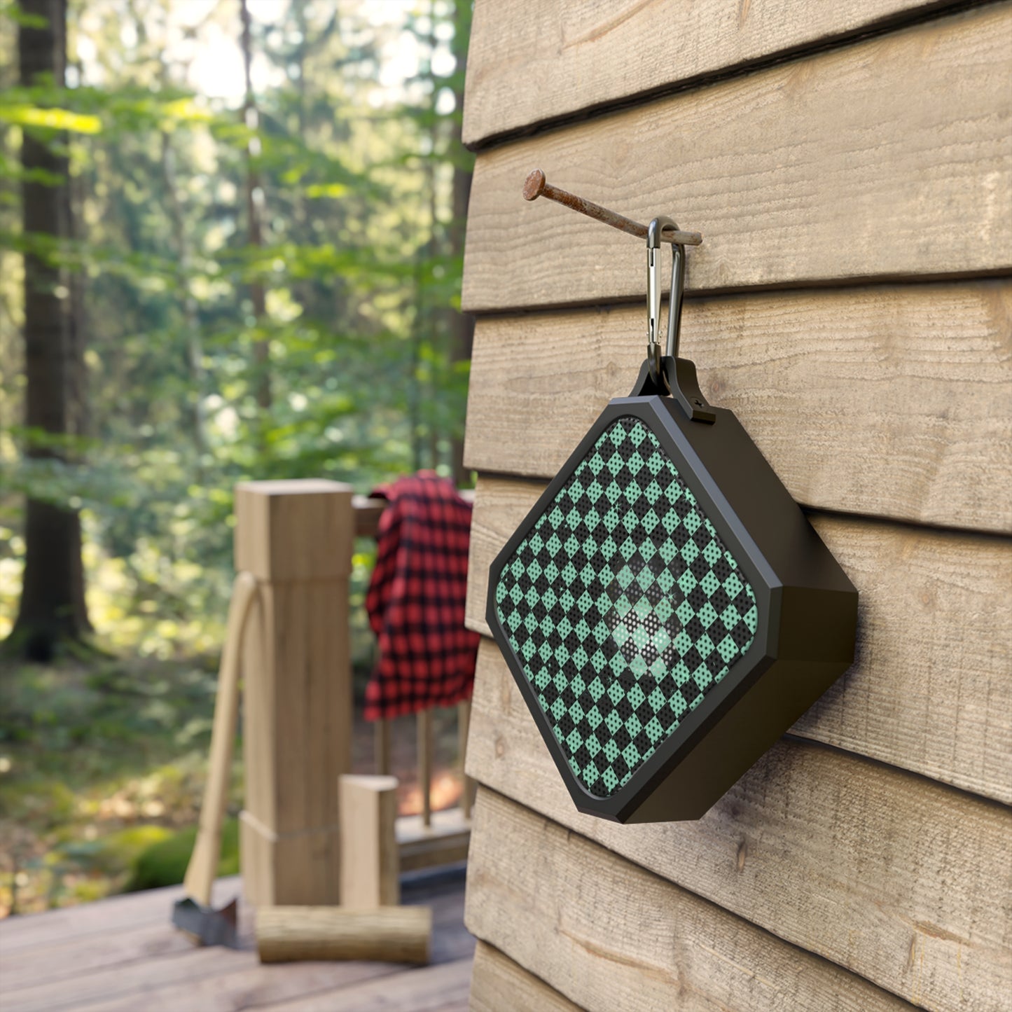 Y2K Green Checkered Pattern Blackwater Outdoor Bluetooth Speaker