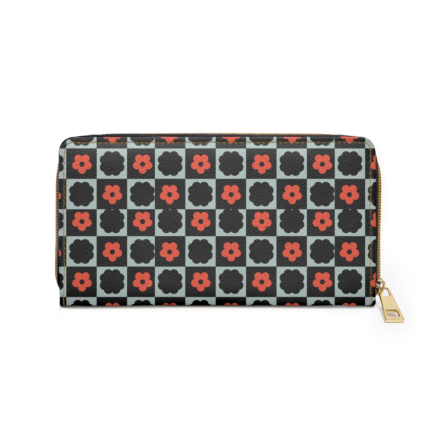 Zipper Wallet - Flower Retro Checkered