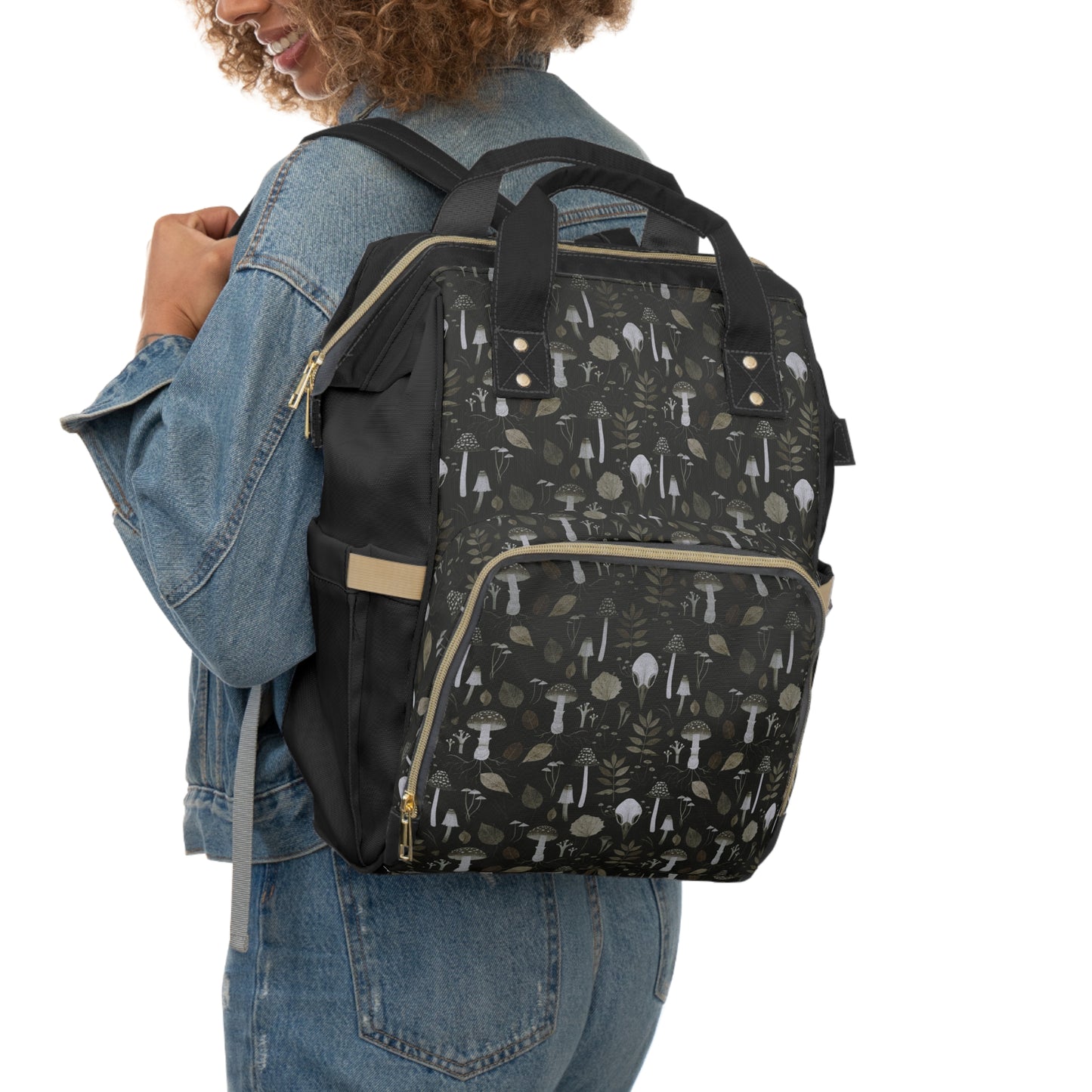 À la mode Whimsical Multifunctional Black Diaper Backpack