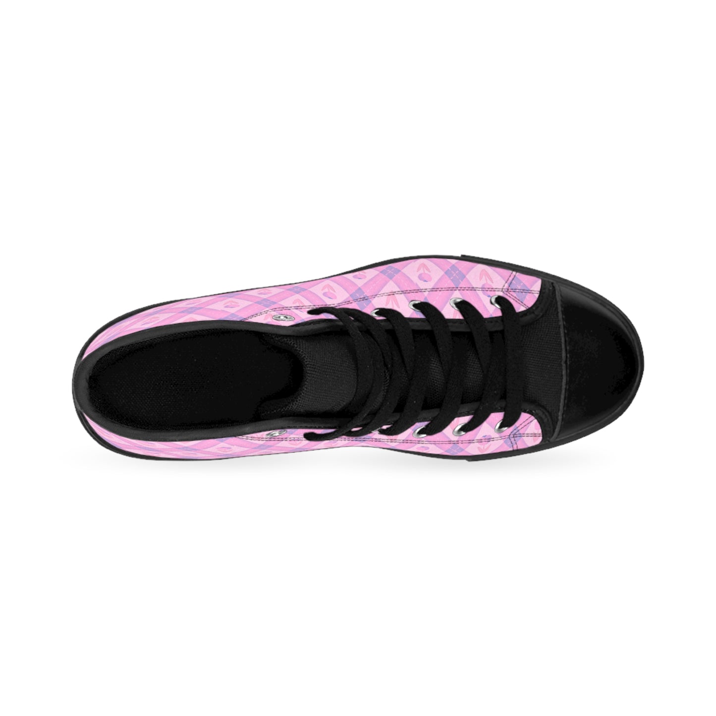 Plaid Pastel Pink Women's Kawaii Retro Sneakers Hi-Top