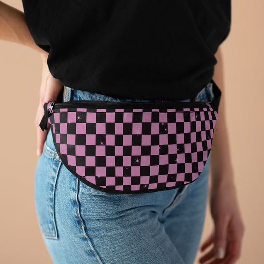 Pink Black Checkered Y2K Fanny Pack