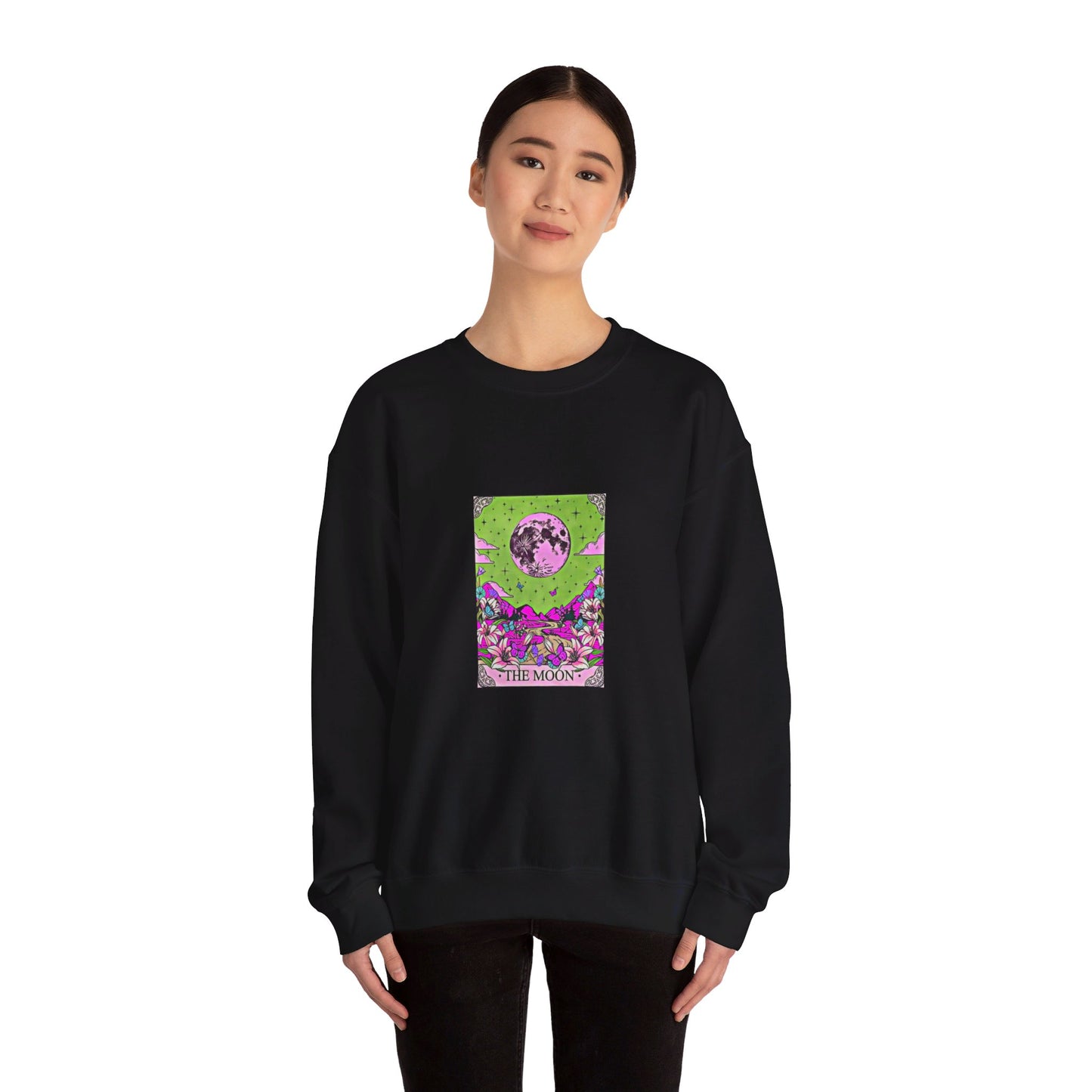 Neon Mon Tarot Art Unisex Heavy Blend™ Crewneck Sweatshirt Black