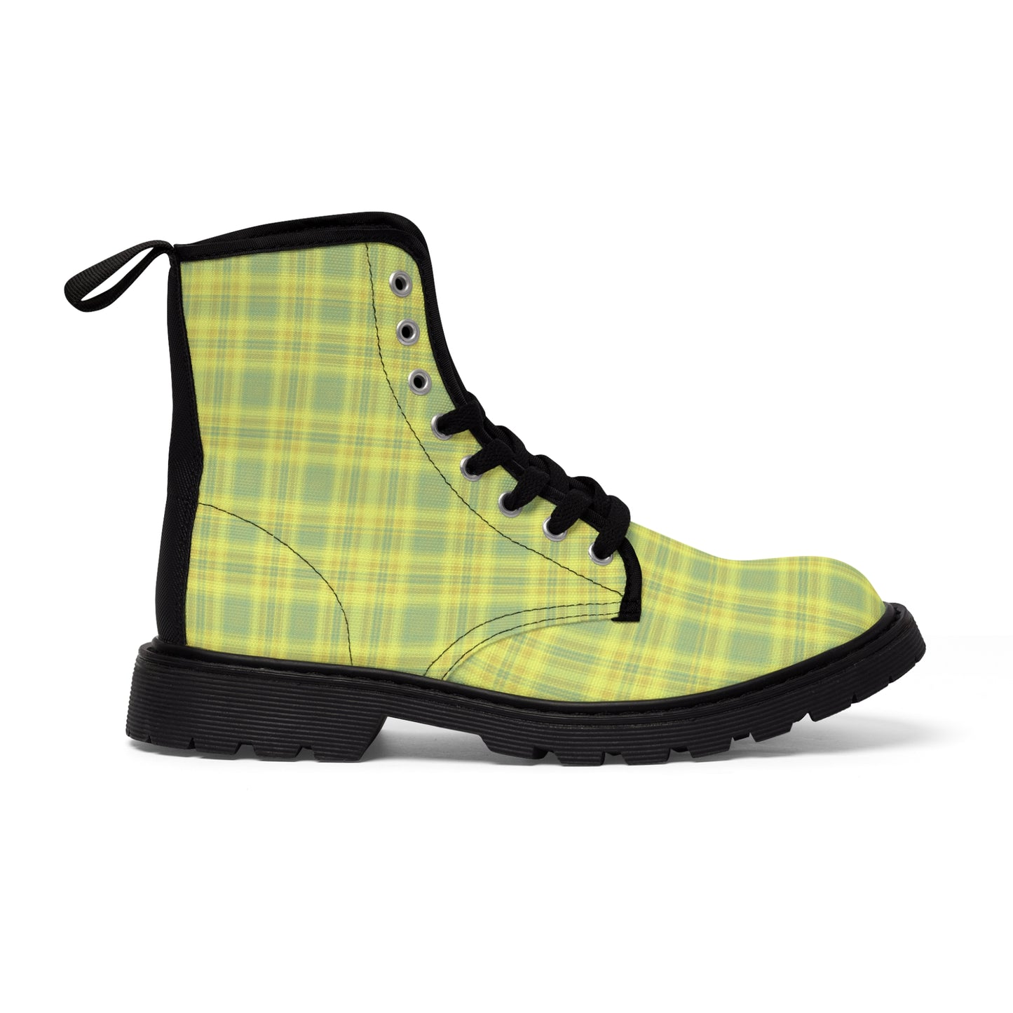 Women's Neon Yellow Plaid Alt Boots