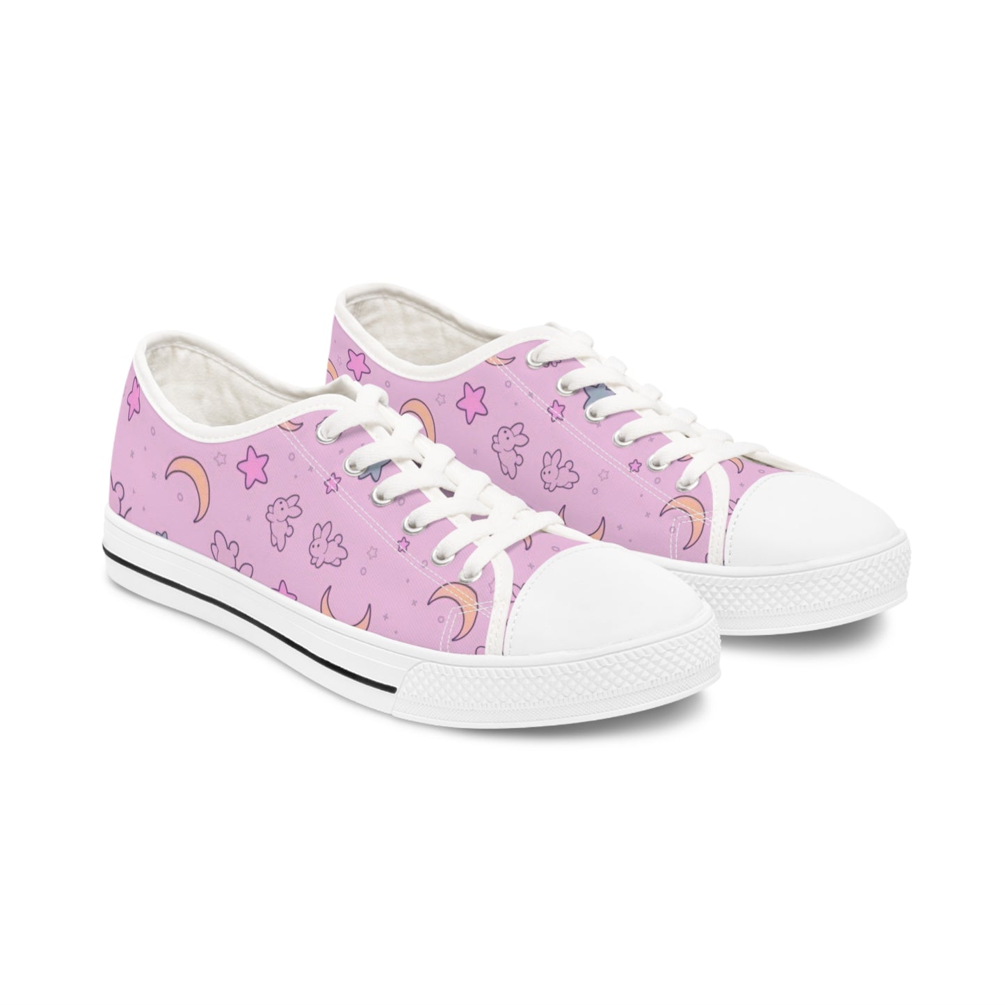 Women's Pastel Pink Kawaii Pattern Low Top Sneakers