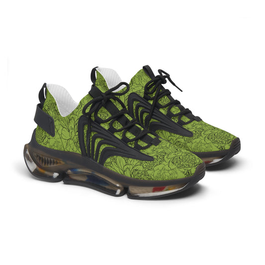 Lime Green Floral Women's Mesh Sneakers