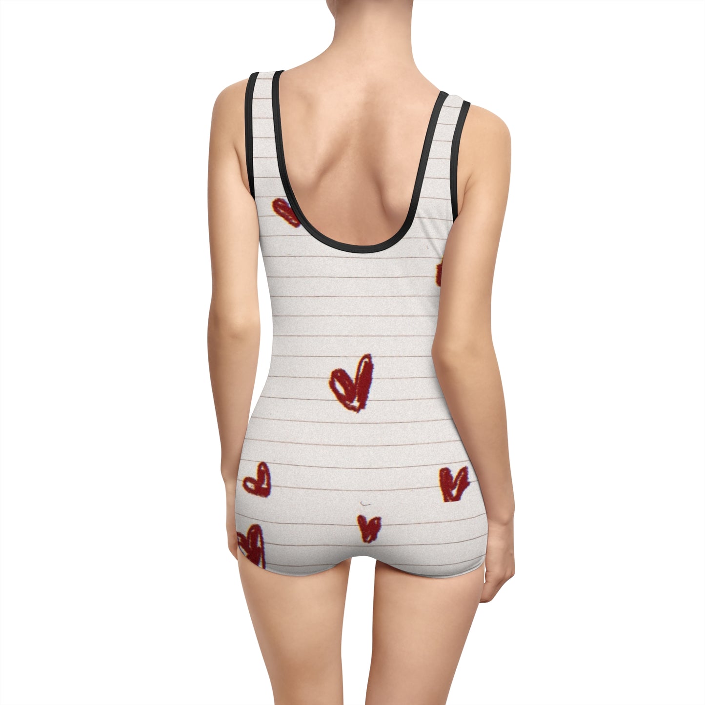 Paper Heart Vintage Retro One Piece Swimsuit