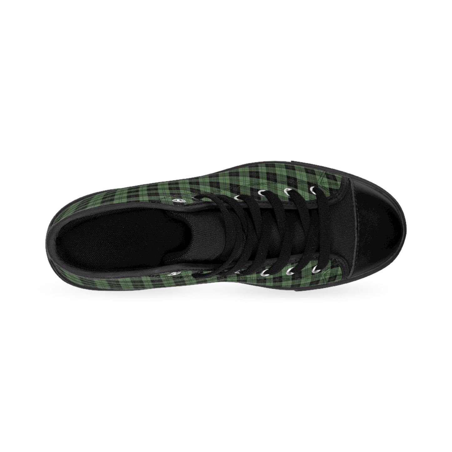 Men's Classic High Top Sneakers | Green Black Checkered Plaid