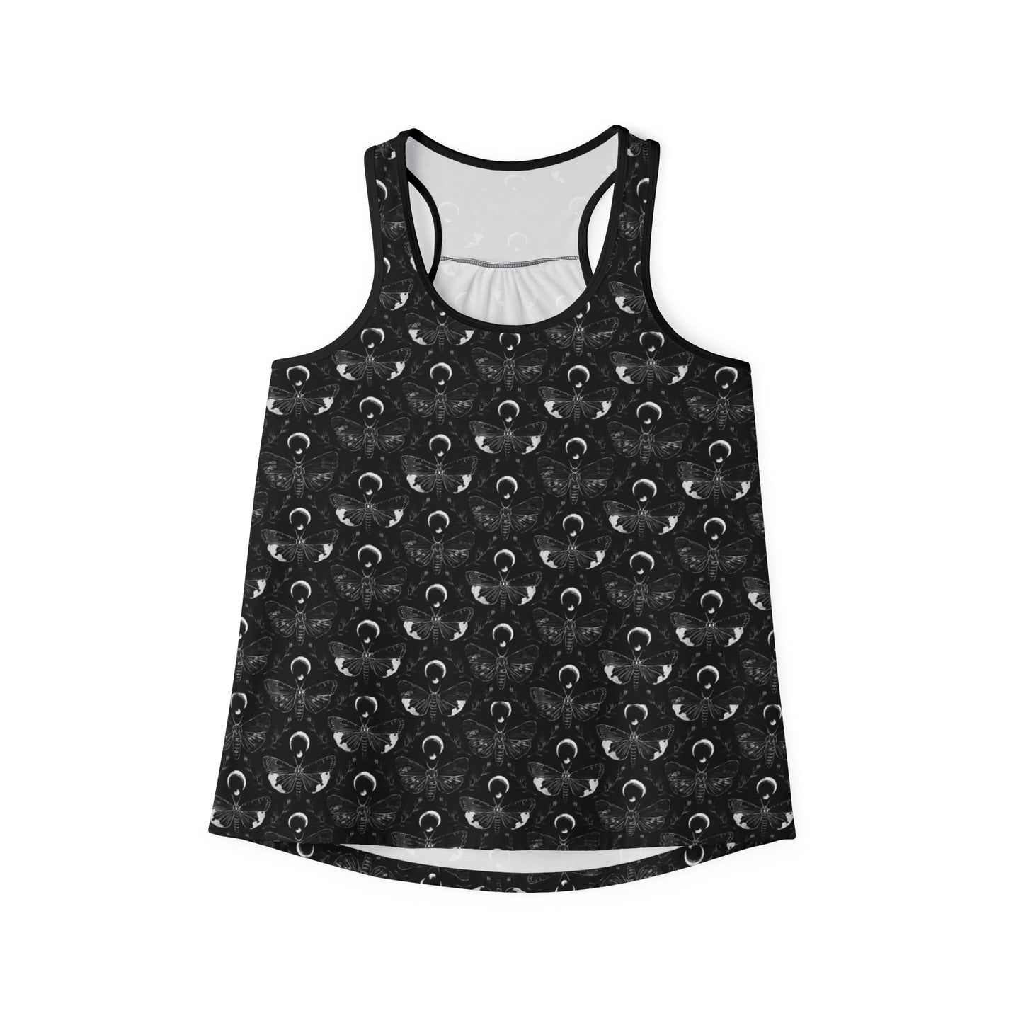 Moth Print Women's Black Tank Top