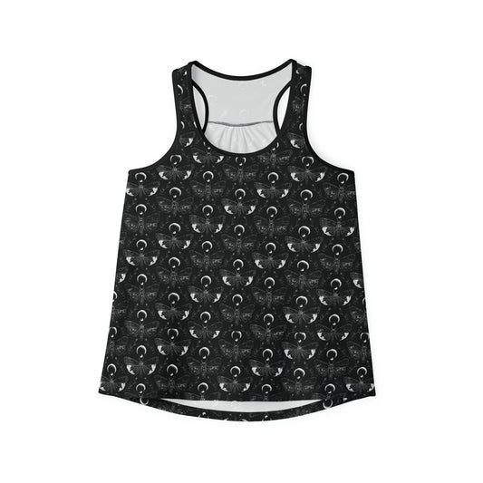 Moth Print Women's Black Tank Top