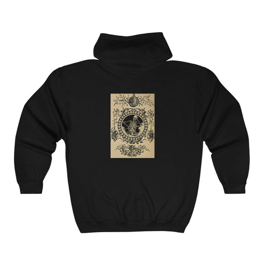 Vintage Skeleton Art Unisex Heavy Blend™ Full Zip Hooded Sweatshirt Black