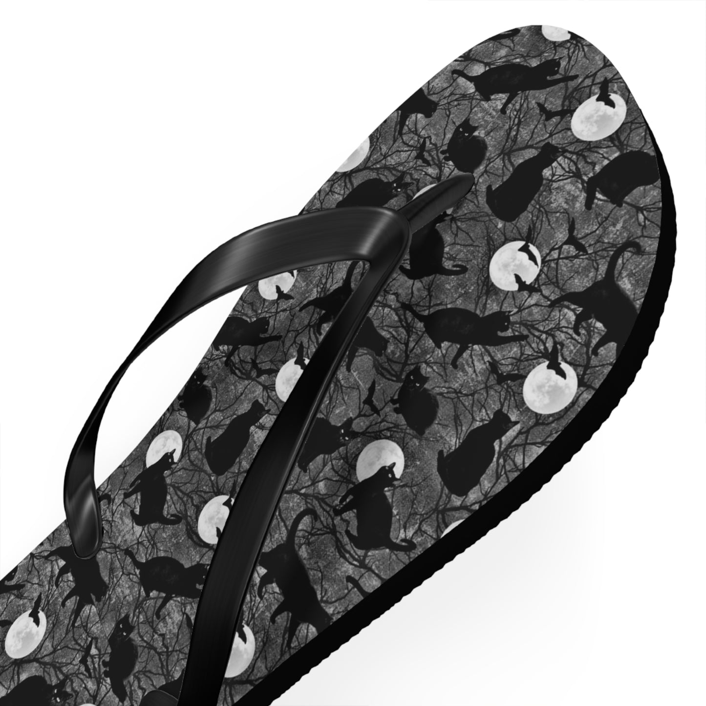 Black Cat Moon Theme Men's Flip Flops