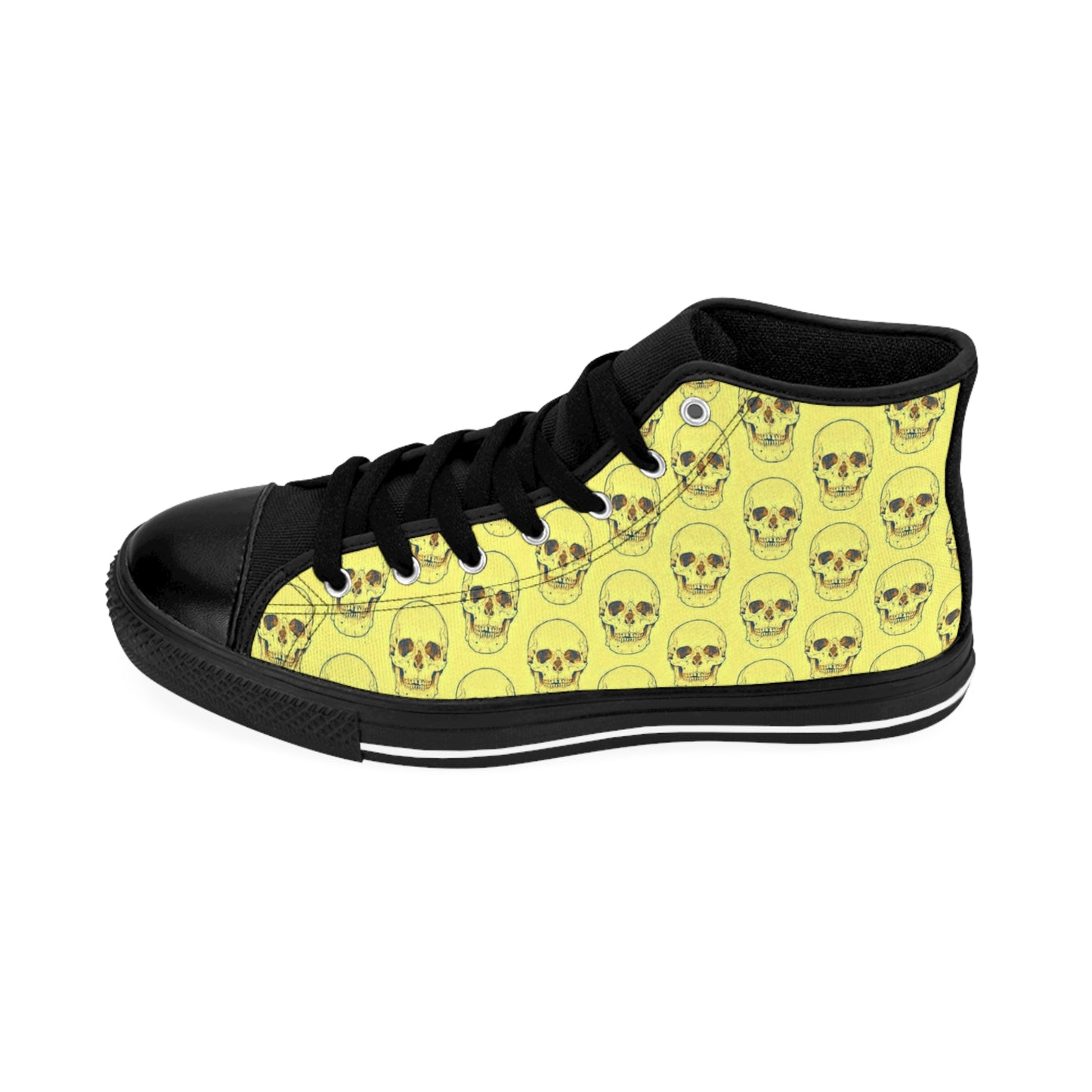 Yellow Skull Theme Men's Classic High Top Sneakers