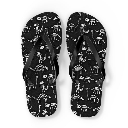 Dino Fossils Men's Black Flip Flops