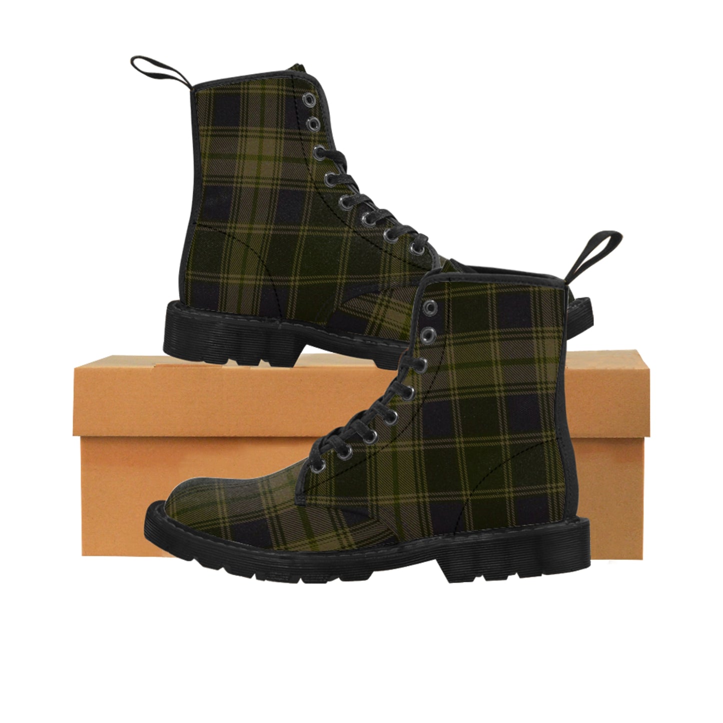 Women's Dark Army Green Plaid Boots