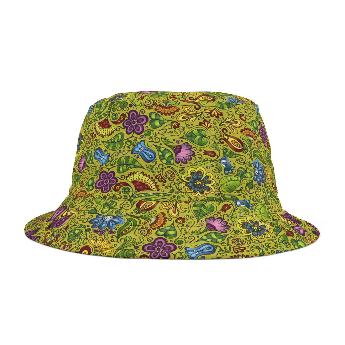 Green Abstract Retro Floral Y2K Bucket Hat