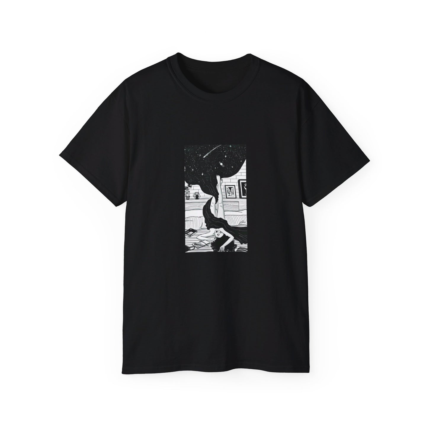 Celestial Room Black and White Art Unisex Ultra Cotton Black T-Shirt