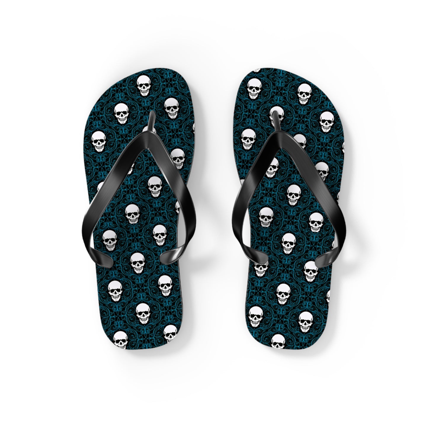 Skulls Dark Blue Men's Flip Flops