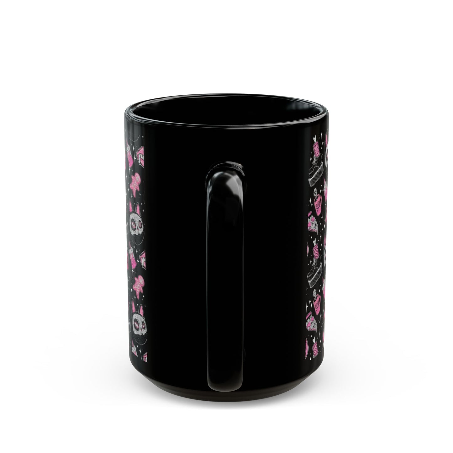 Pink Witchy Themed Black Mug 15 oz