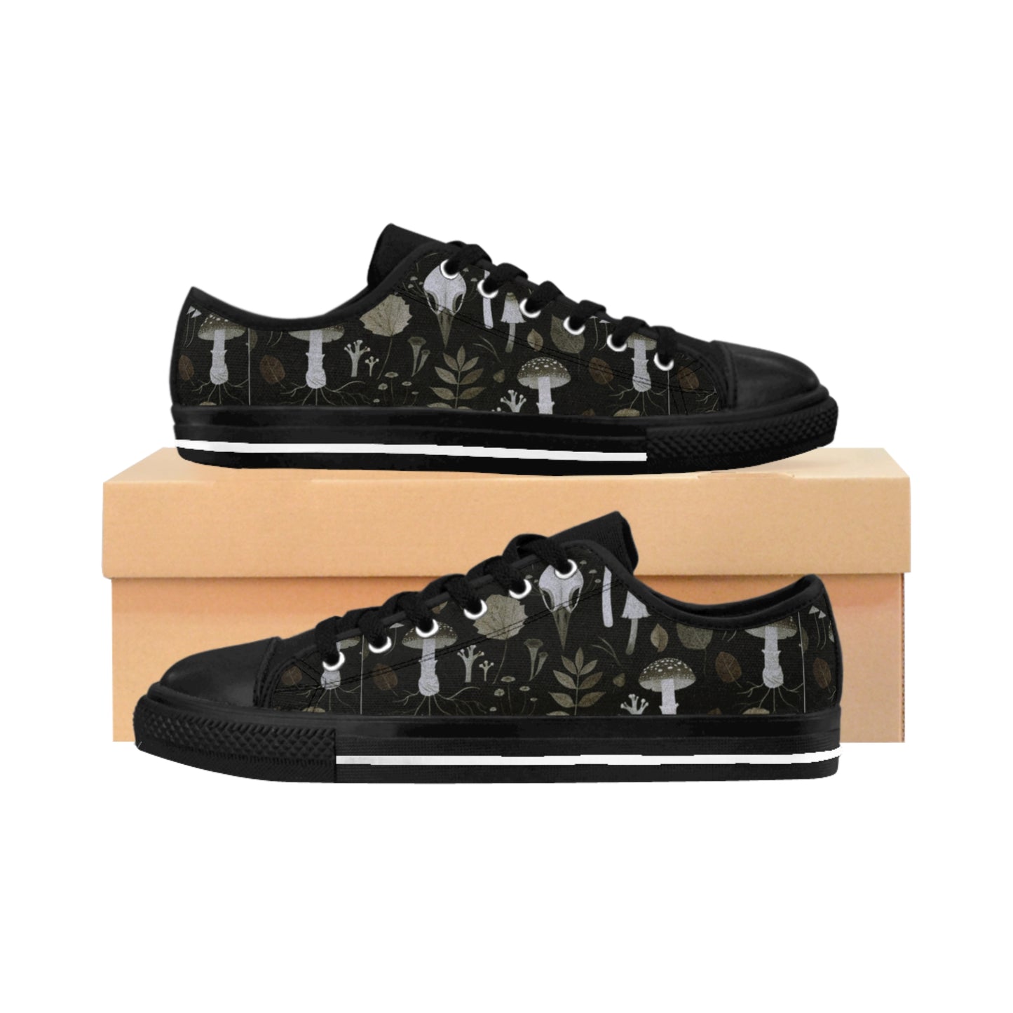 Bird Shroom Pattern Moody Soft Goth Women's Low Top Sneakers