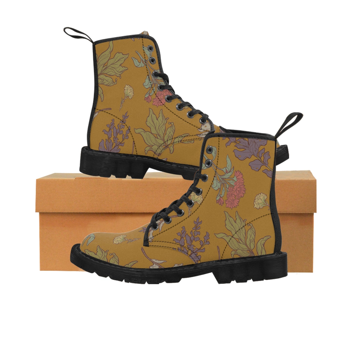 À la mode Women's Boho Mustard Yellow Floral Boots