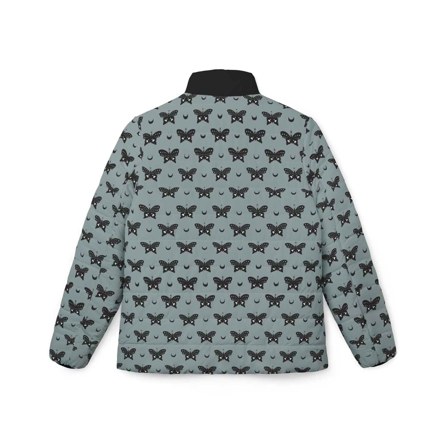 Sage Butterfly Themed Women’s Puffer Jacket