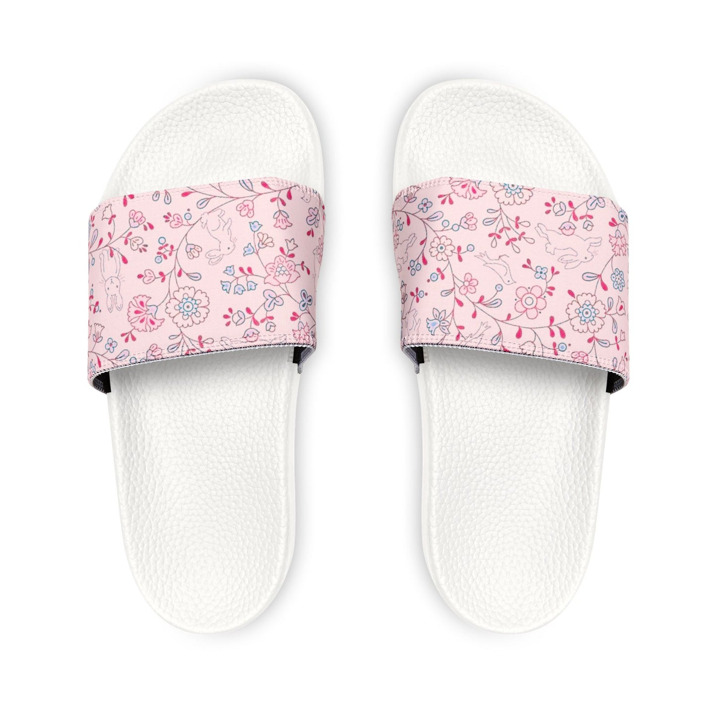 Women's Kawaii Floral Bunnies Pastel Pink Slide Sandals