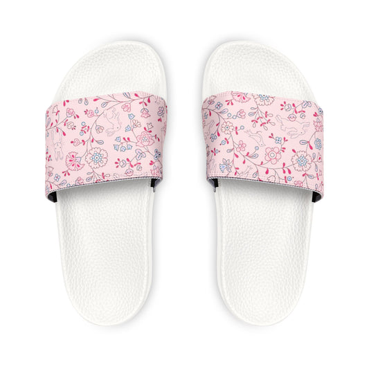 Women's Kawaii Floral Bunnies Pastel Pink Slide Sandals