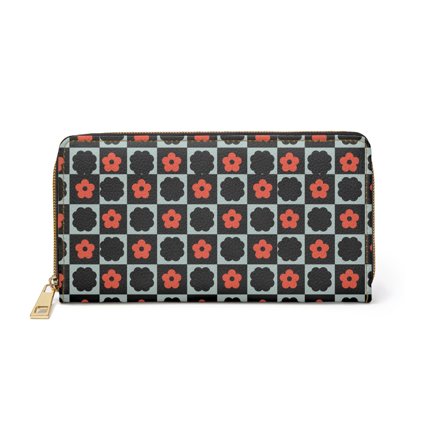 Zipper Wallet - Flower Retro Checkered