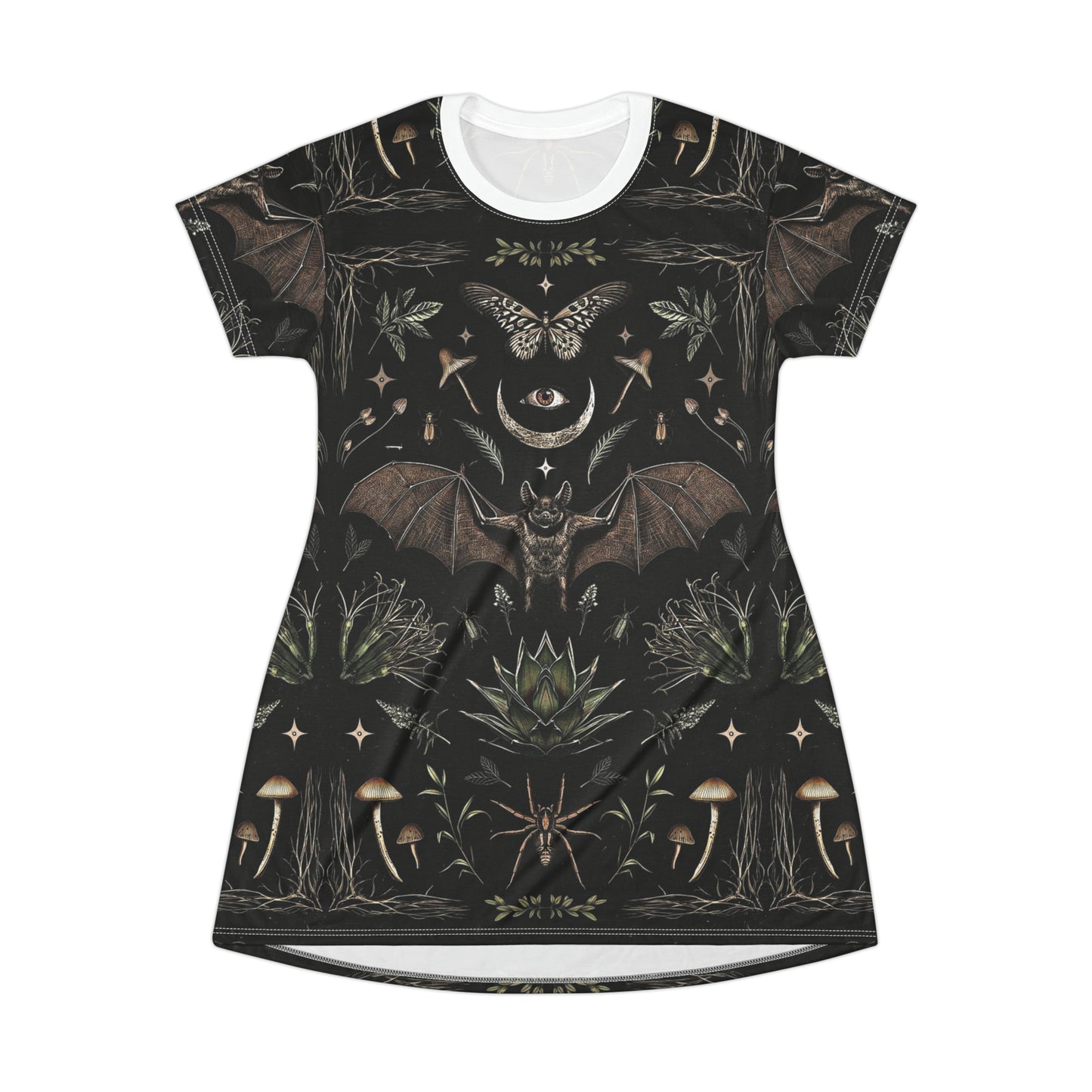 Vintage Style Bat Boho Goth T-Shirt Dress