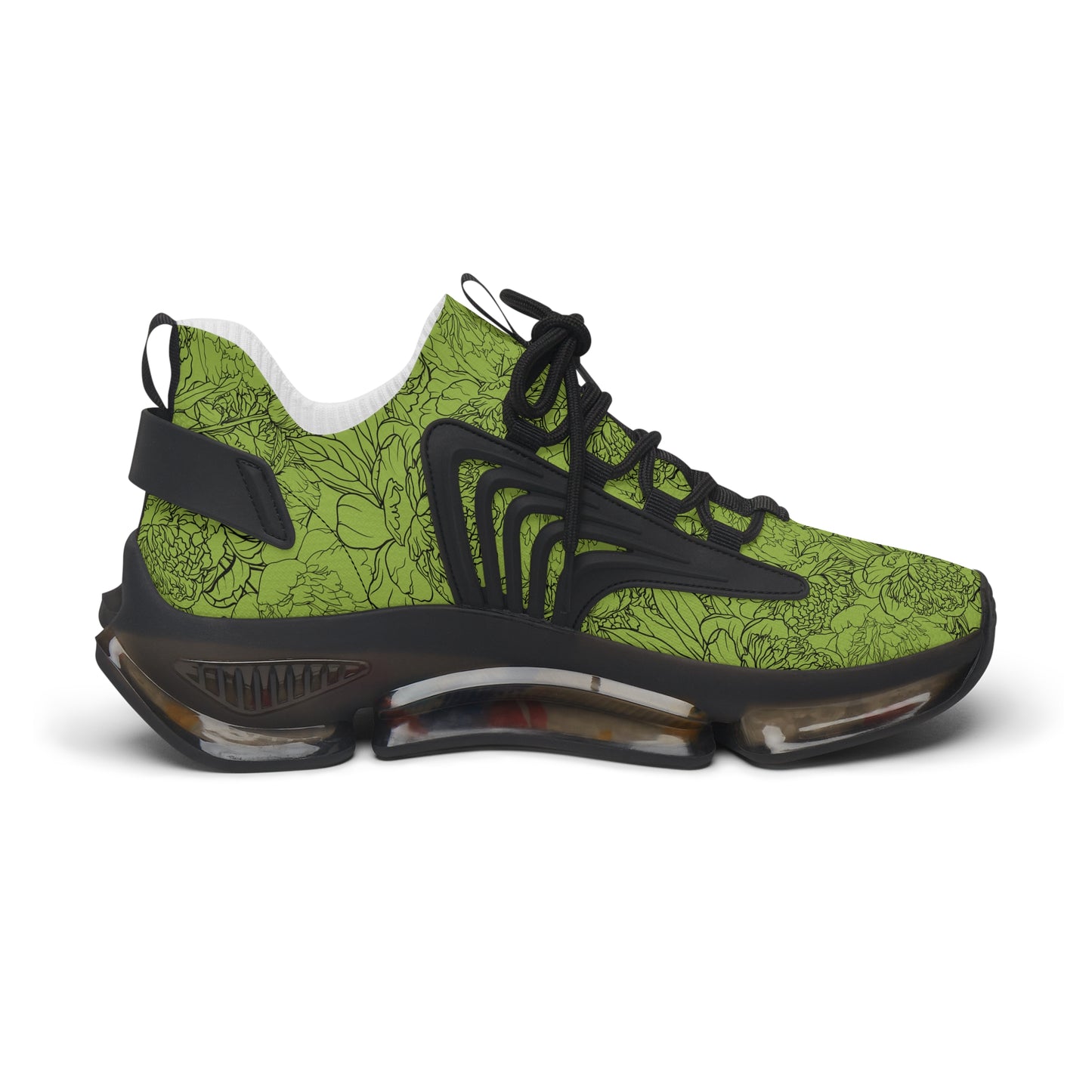 Lime Green Floral Women's Mesh Sneakers