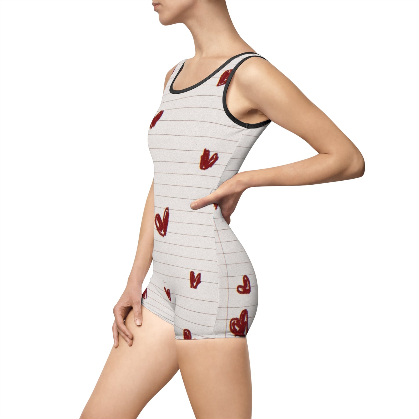 Paper Heart Vintage Retro One Piece Swimsuit