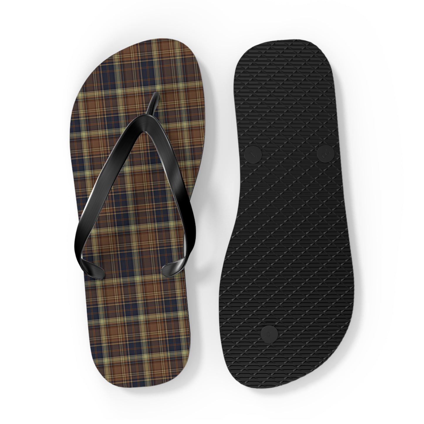 Men's Flip Flops | Brown Plaid