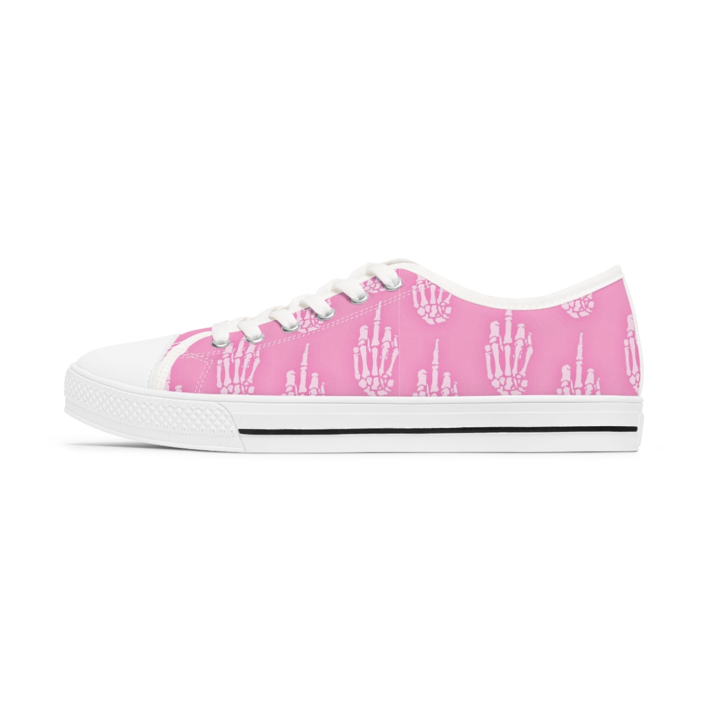 Women's Skeleton Finger Pink Pastel Goth Low Top Sneakers