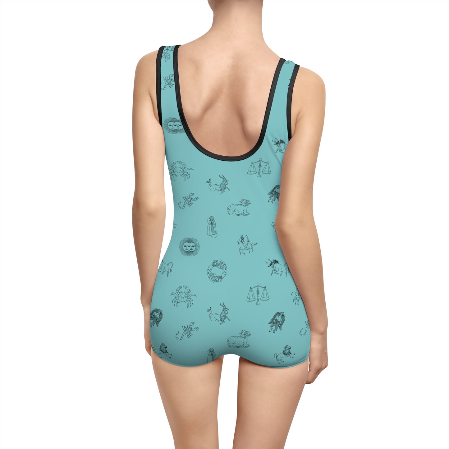 Blue Horoscope Retro One Piece Swimsuit