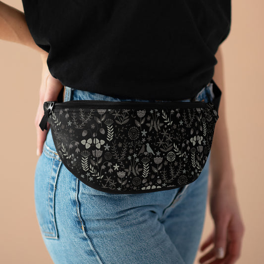 Whimsical Black Boho Fanny Pack