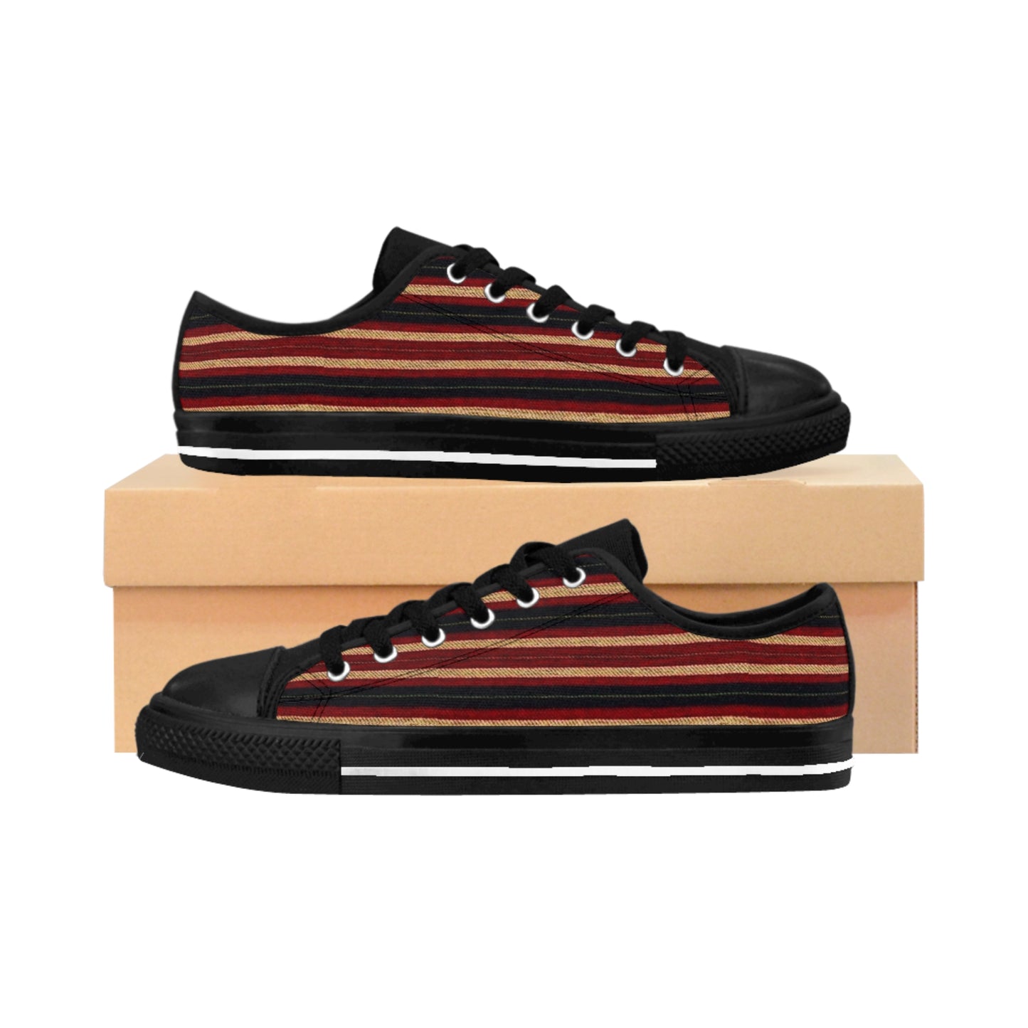 Red Black Striped Alt Women's Sneakers