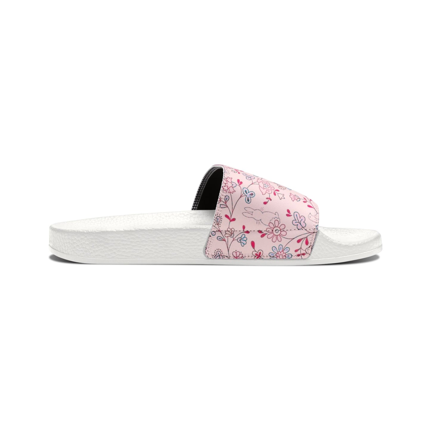 Women's Kawaii Floral Bunnies Pastel Pink Slide Sandals