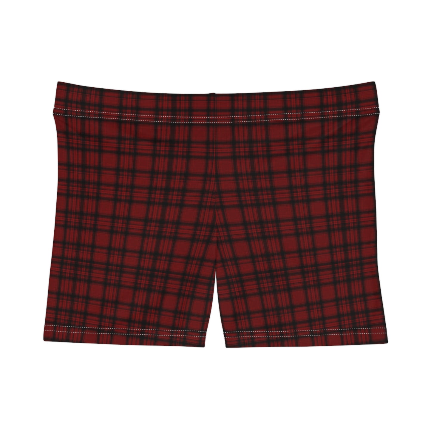 Women's Boxer Style Red Black Plaid Active Shorts