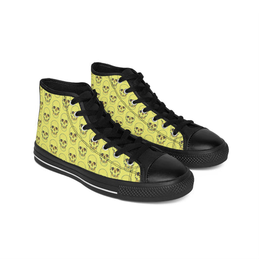 Yellow Skull Theme Men's Classic High Top Sneakers