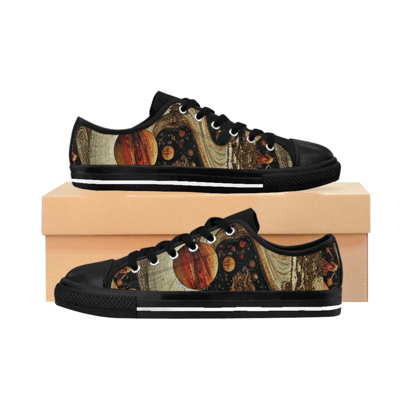 Vintage Space Pattern Men's Retro Low Top Sneakers