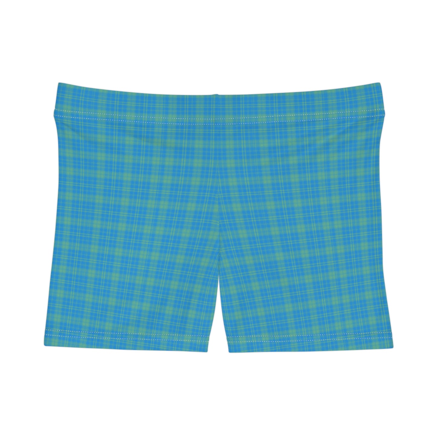 Women's Bright Blue Plaid Active Shorts