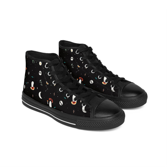 Women's Whimsical Shroom Skulls Goth Sneakers High Top