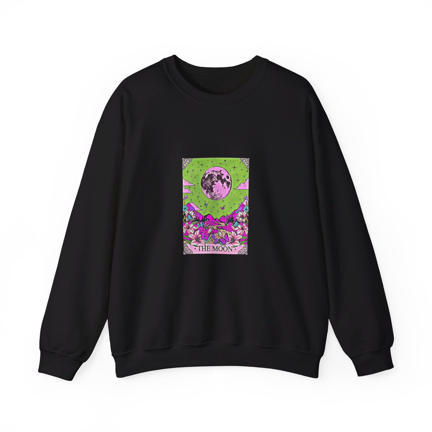 Neon Mon Tarot Art Unisex Heavy Blend™ Crewneck Sweatshirt Black