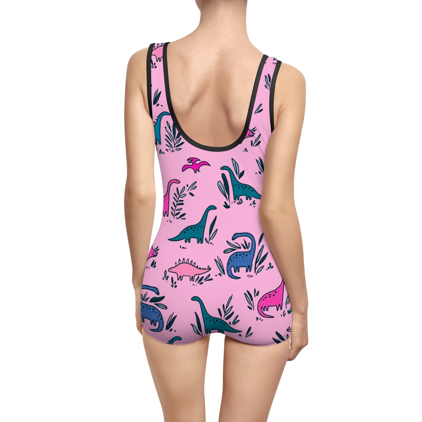 Pink Dinos Y2K Kawaii Style One Piece Swimsuit