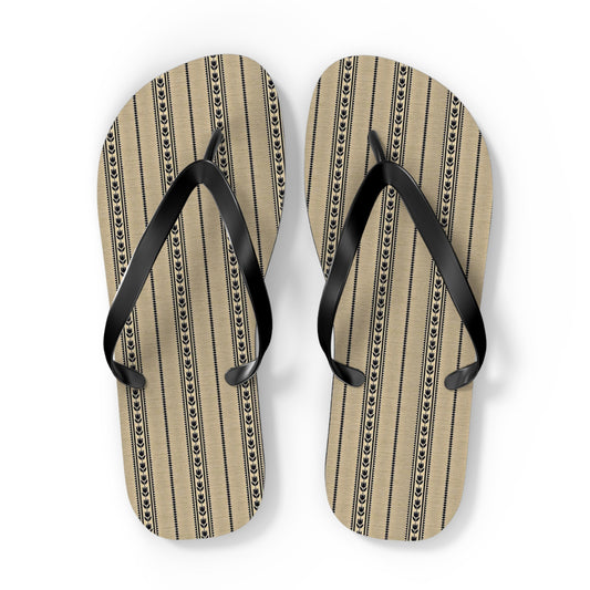 Kaki Striped Floral Men's Flip Flops