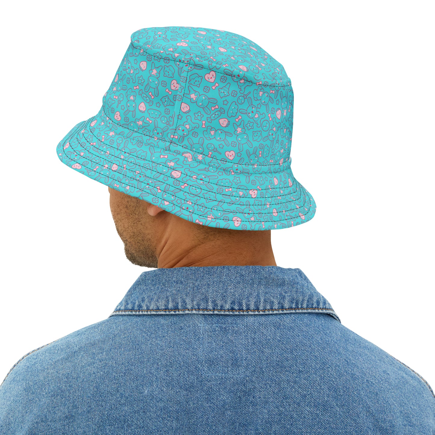 Bright Blue Kawaii Bunny Retro Y2K Bucket Hat