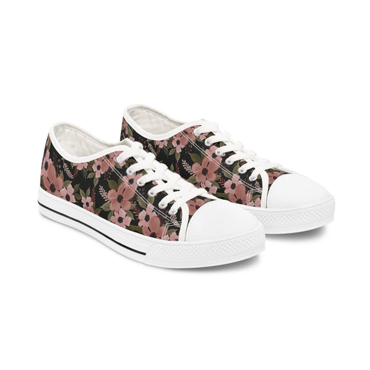 Women's Art Nouveau Pink Floral Low Top Sneakers