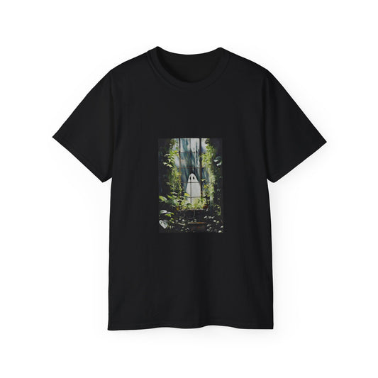 Spooky Window Ghost Unisex Ultra Cotton Black T-Shirt