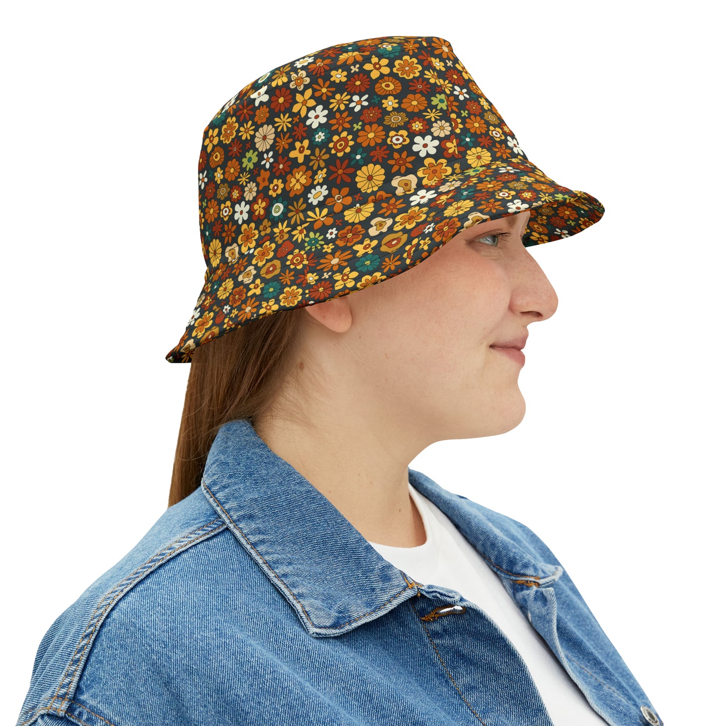 Retro Colorful Hippie Floral Y2K Bucket Hat